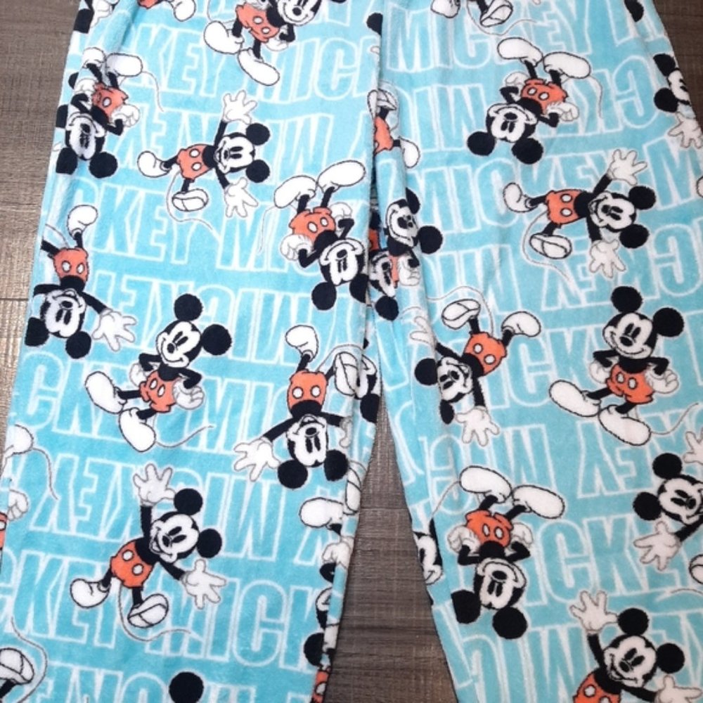 2X DISNEY Mickey Mouse Aqua Lounge Pants, Pajama Bottoms - Picture 5 of 10